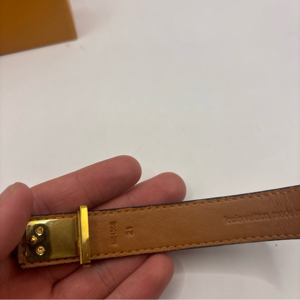 Louis Vuitton slim Monogram slim Bracelet gold and Brown adjustable - Picture 7 of 7